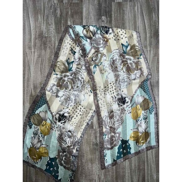 Women Classic Silk Shawl Scarf Floral Print Multicolor - Picture 1 of 2